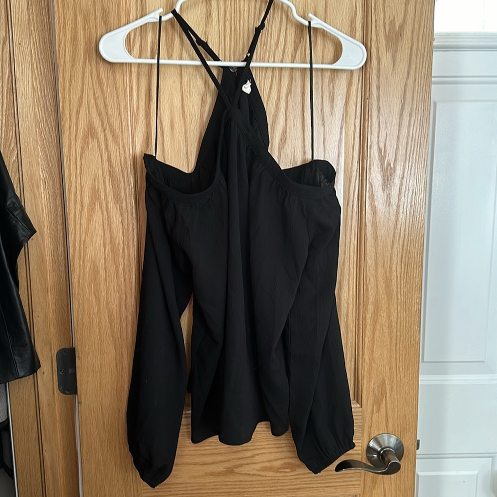 PinkBlush Black No Shoulder Strappy Maternity Top